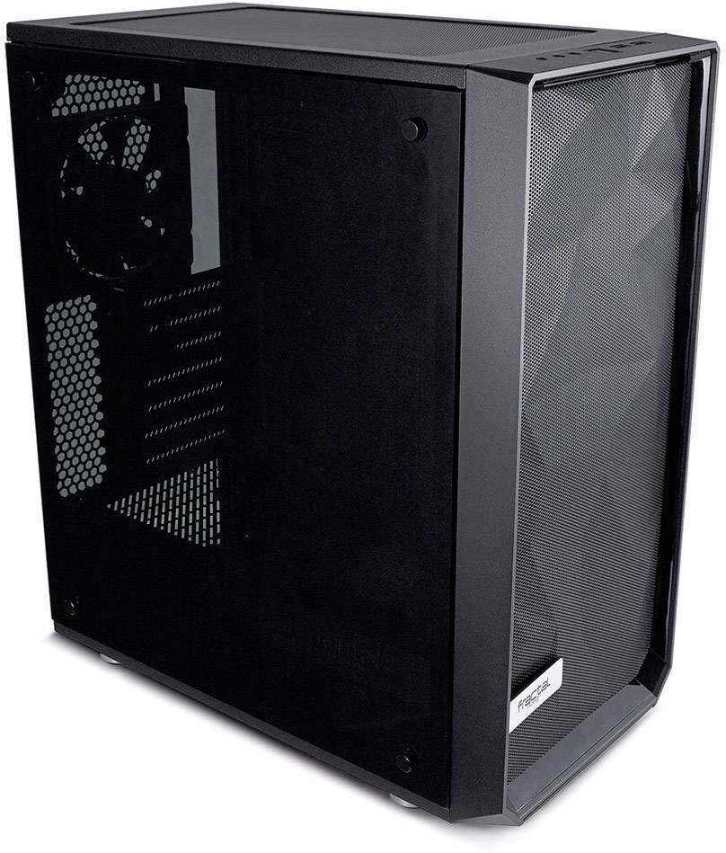 Fractal Design Meshify C Blackout Midi-Tower PC-Gehäuse Matt Schwarz 2 vorinstallierte Lüfter, Seitenfenster, Staubfilter