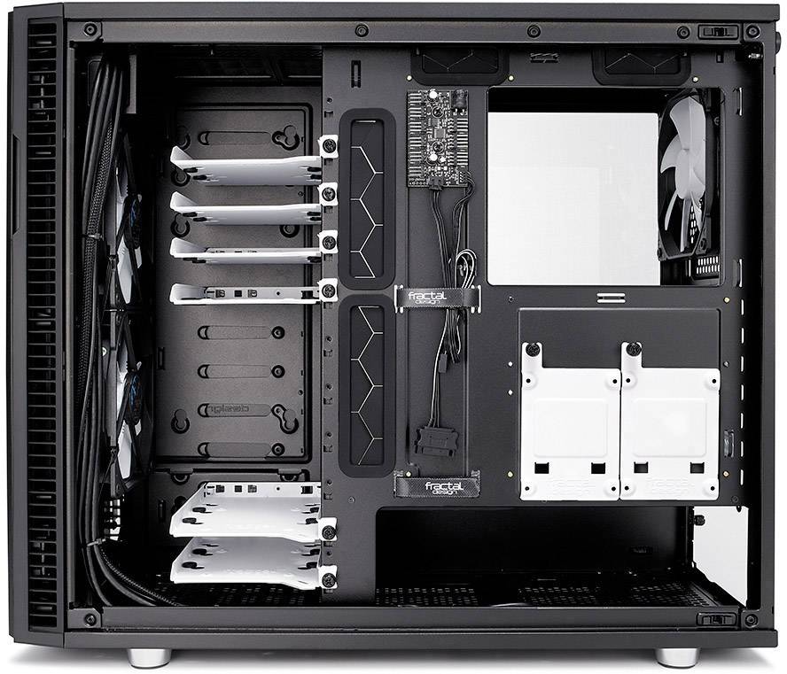 Fractal Design Define R6 Midi-Tower PC-Gehäuse Schwarz 3 vorinstallierte Lüfter, Seitenfenster, Staubfilter