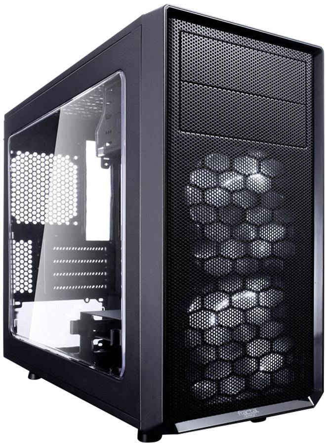 Fractal Design Focus G Mini Black Window Midi-Tower PC-Gehäuse Schwarz 2 Vorinstallierte LED Lüfter, Seitenfenster, Staubfilter