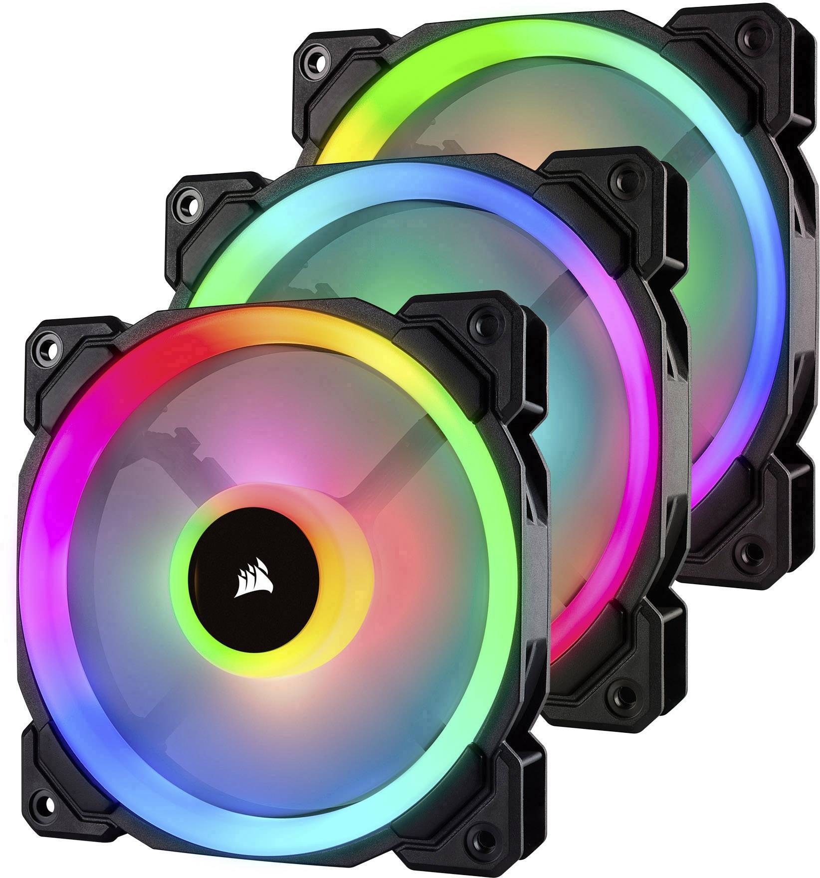 Corsair 3x LL120 RGB Dual Light Loop PC-Gehäuse-Lüfter Schwarz, RGB (B x H x T) 120 x 120 x 25mm inkl. LED-Beleuchtung