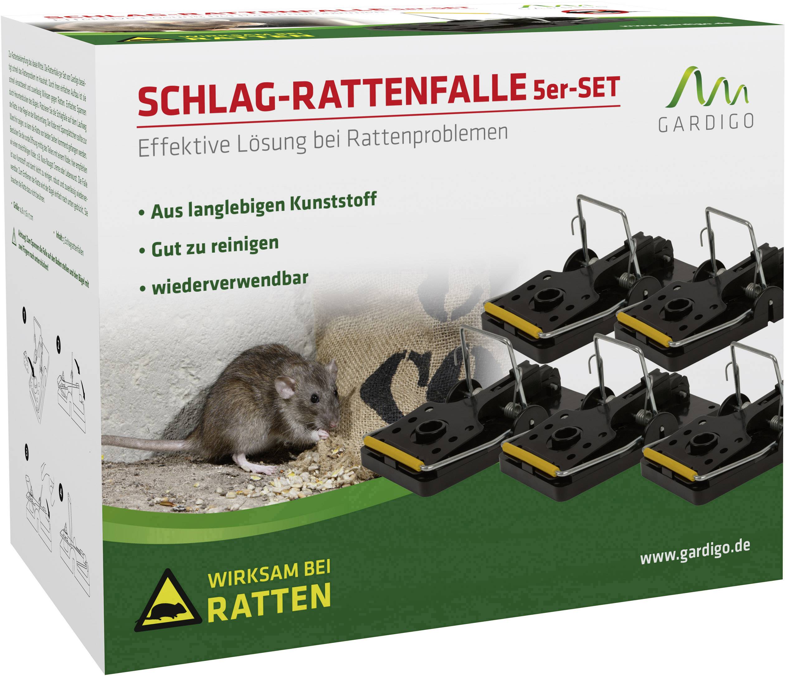Gardigo rat trap Rattenfalle Funktionsart Lockstoff 5St.