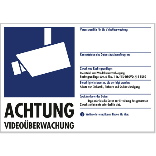 PENTATECH 40205 Warnaufkleber Videoüberwachung (B x H) 210mm x 148mm