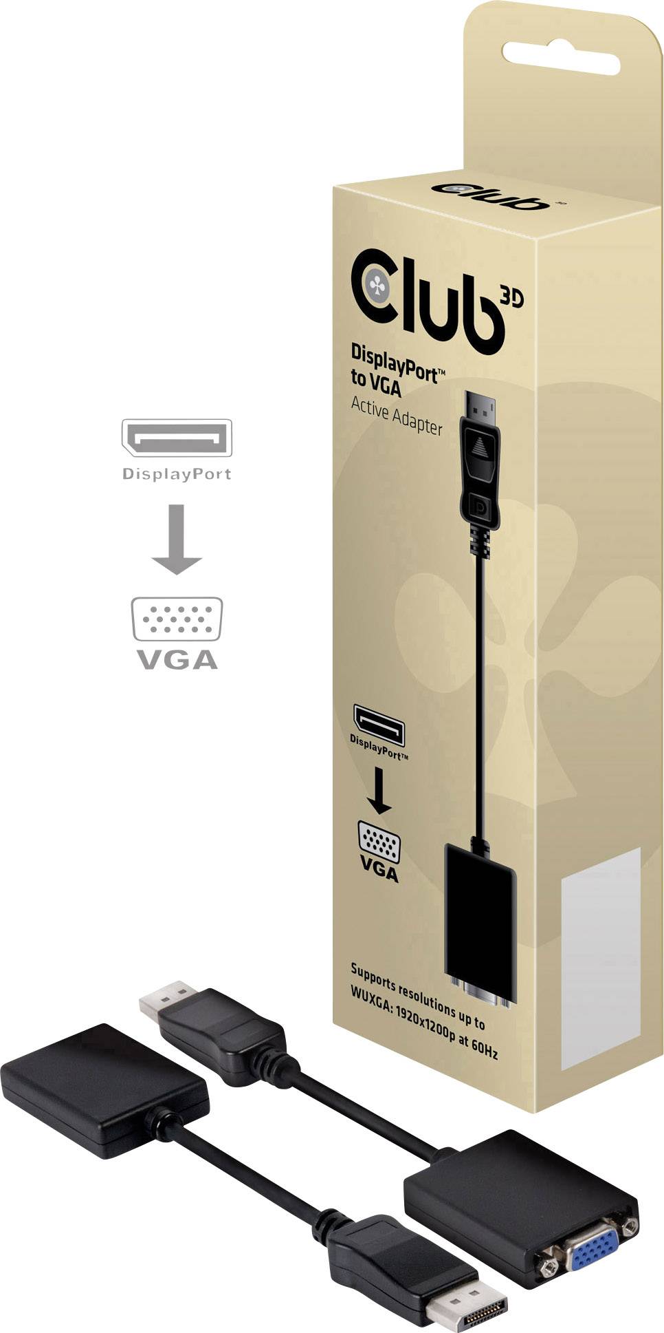 Club3D DisplayPort Adapter [1x DisplayPort Stecker - 1x VGA-Buchse] Schwarz