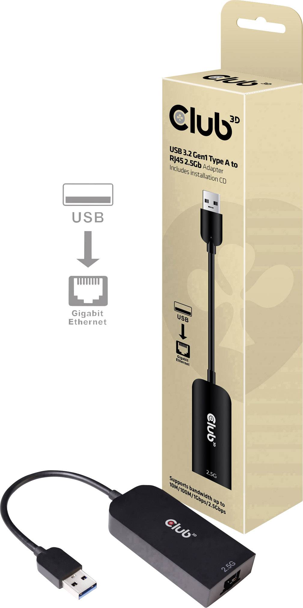 Club3D CAC-1420 Netzwerkadapter 2.5 GBit/s USB-A (USB 3.2 Gen 1), RJ45