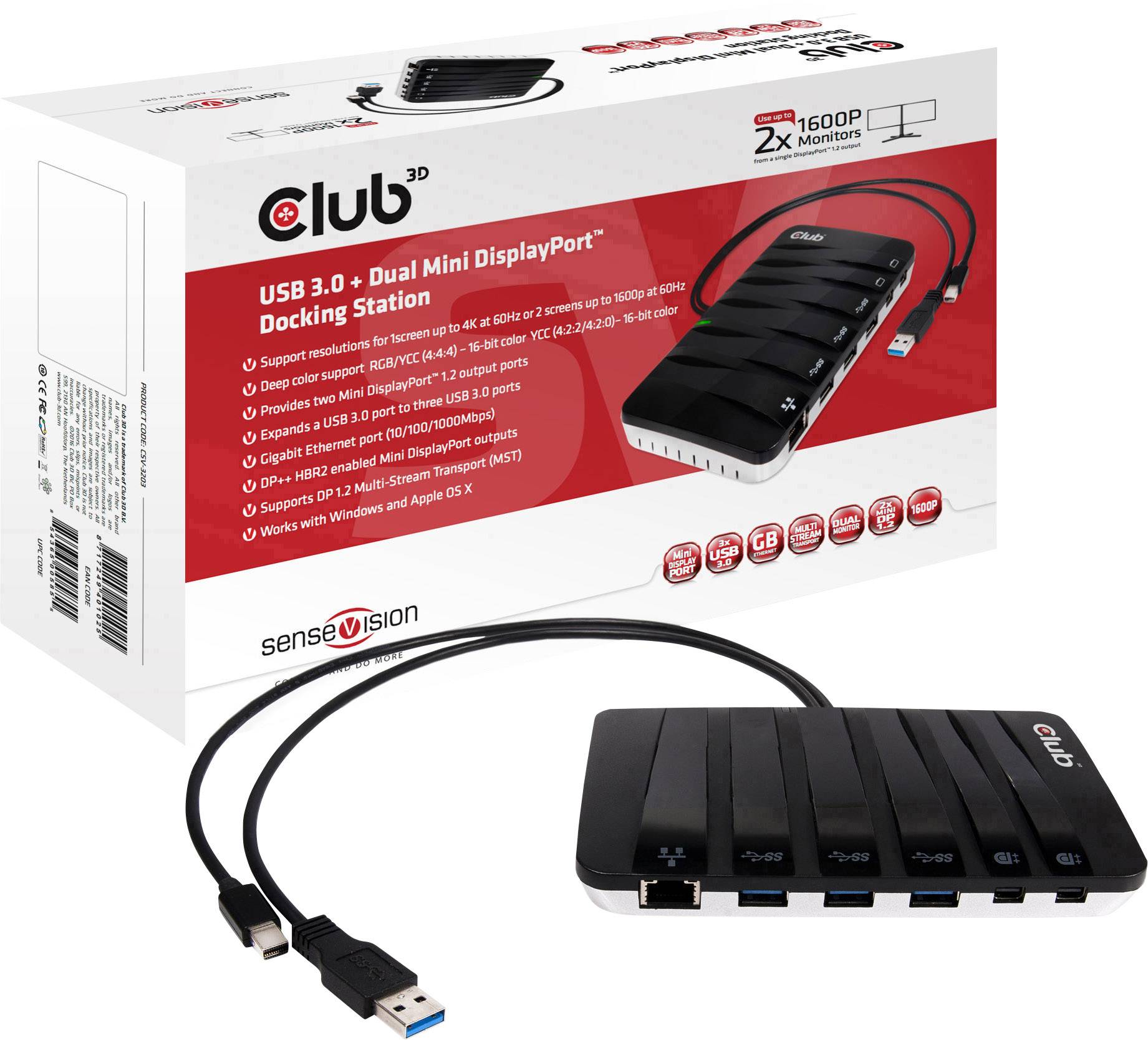 Club3D DisplayPort / USB Adapter Schwarz