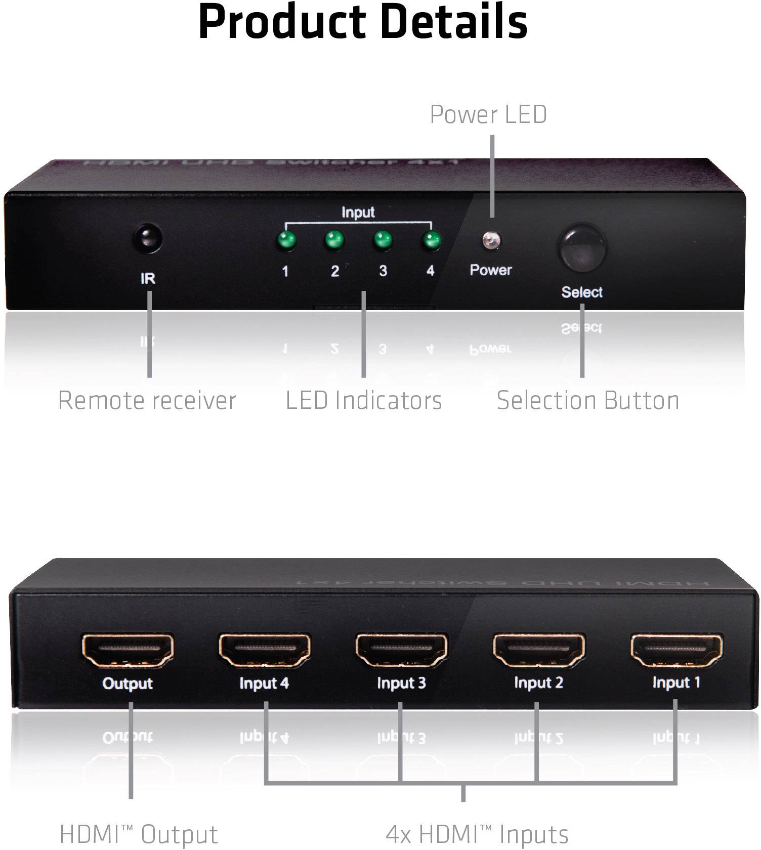Club3D CSv-1370 4 Port HDMI-Switch 4096 x 2160 Pixel
