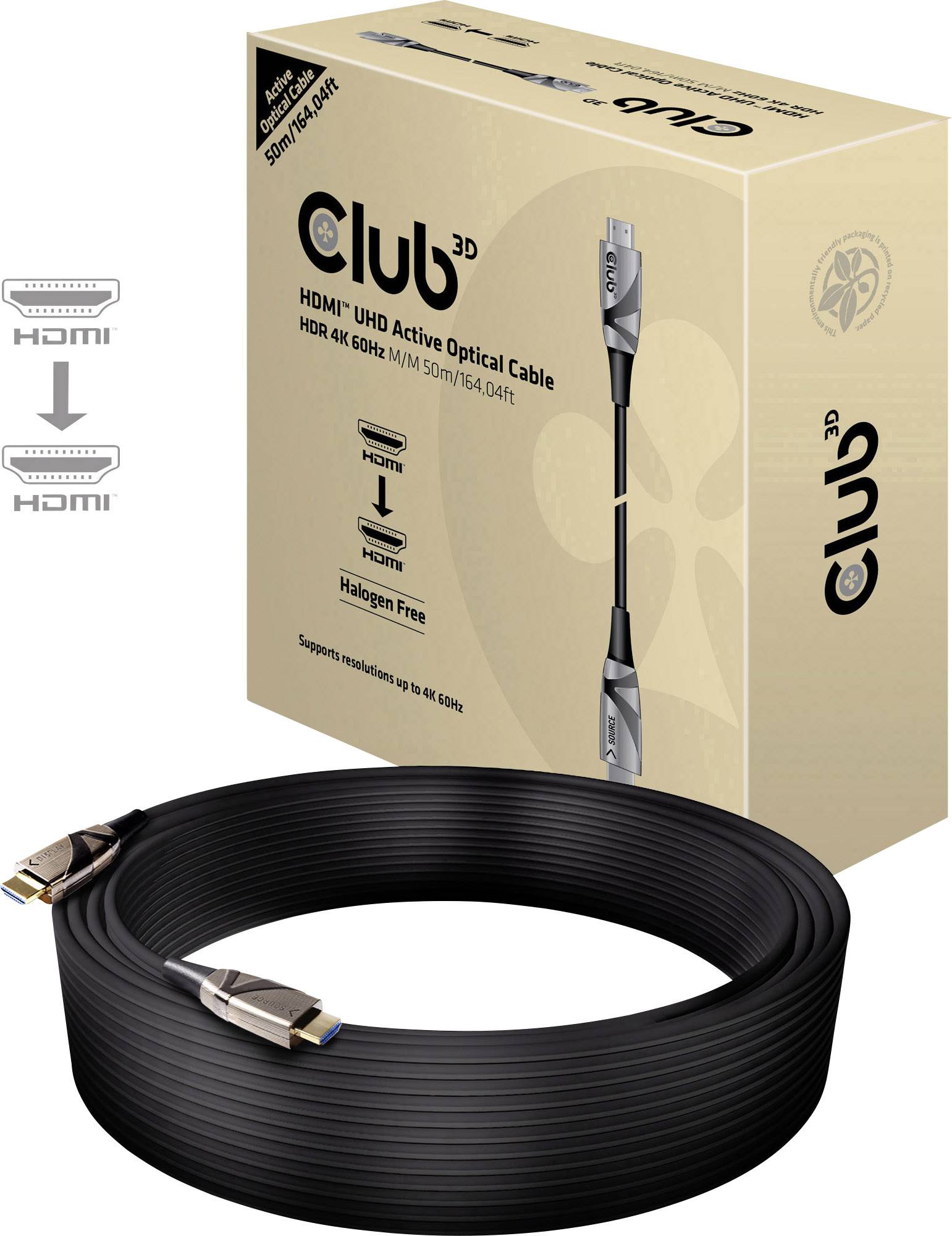 Club3D HDMI Anschlusskabel HDMI-A Stecker, HDMI-A Stecker 50.00 m Schwarz CAC-1391 4K UHD, Halogenf