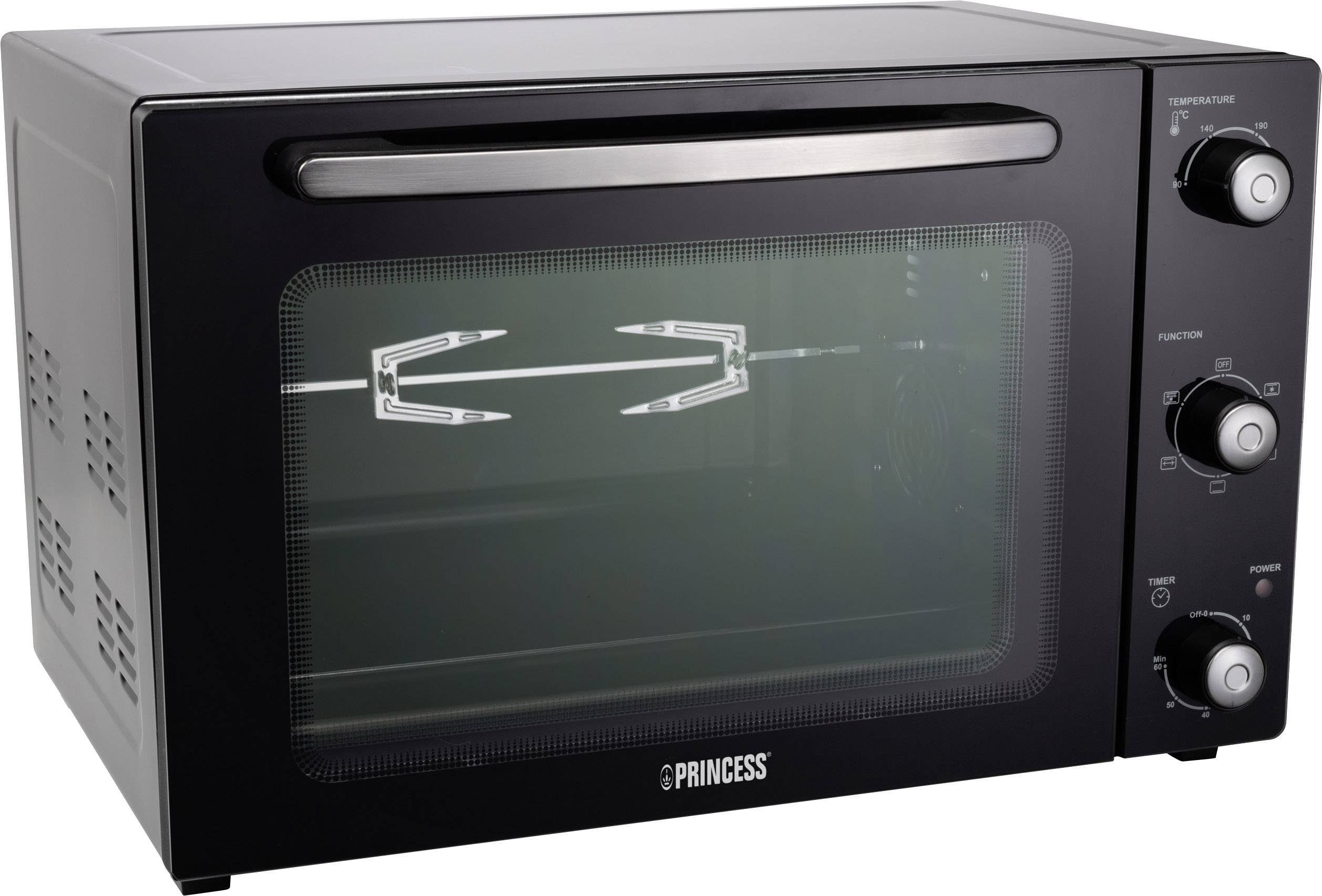 Princess 01.112756.01.001 Minibackofen mit manueller Temperatureinstellung, Timerfunktion, mit Konvektion, kabelgebunden 45l