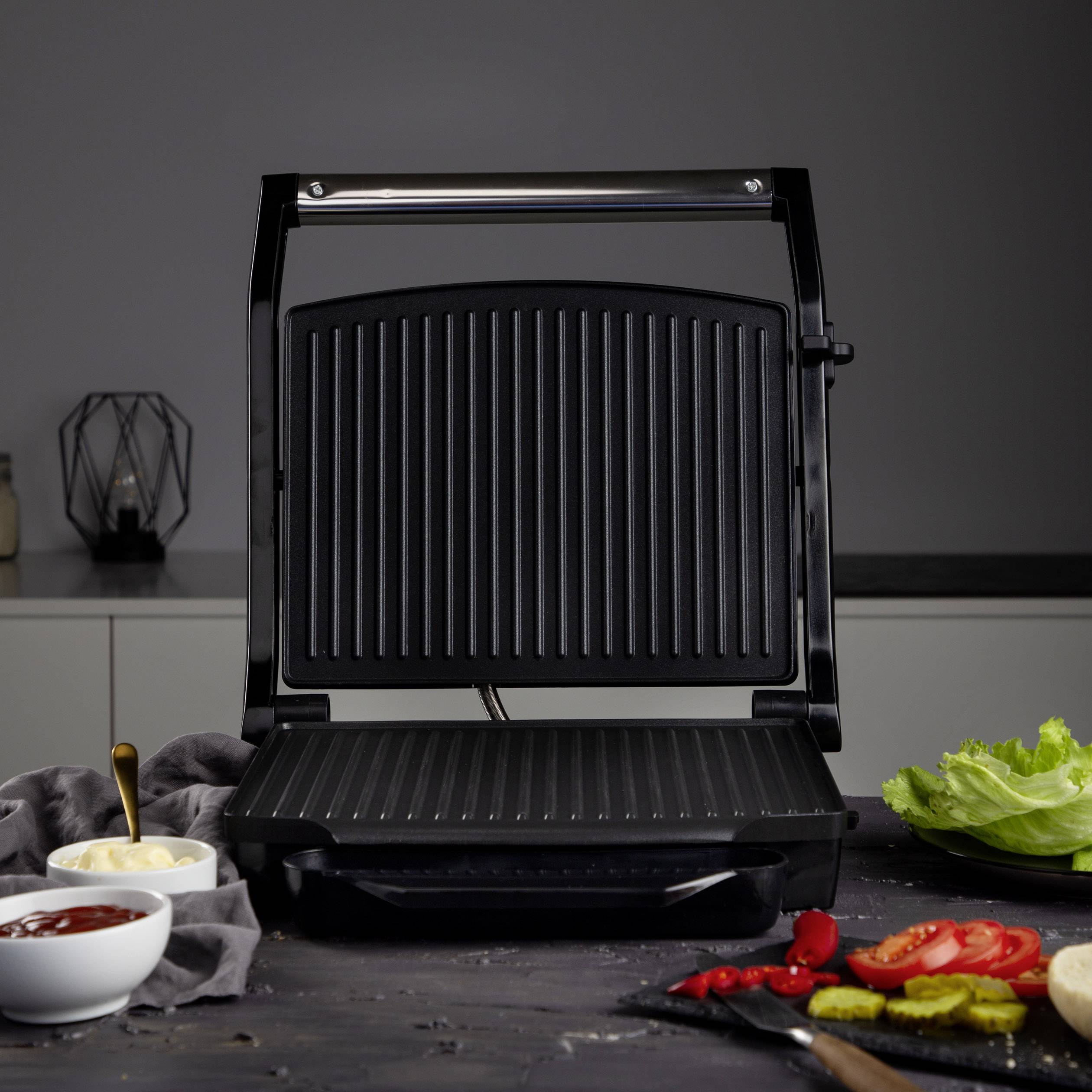 Princess Panini Elektro Kontaktgrill Silber, Schwarz