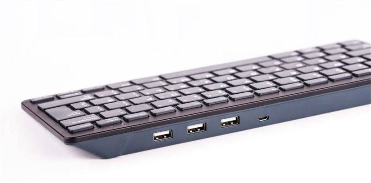 Raspberry Pi® RPI-KEYB (IT)-BLACK/GREY USB Tastatur Italienisch, QWERTY Schwarz, Grau USB-Hub