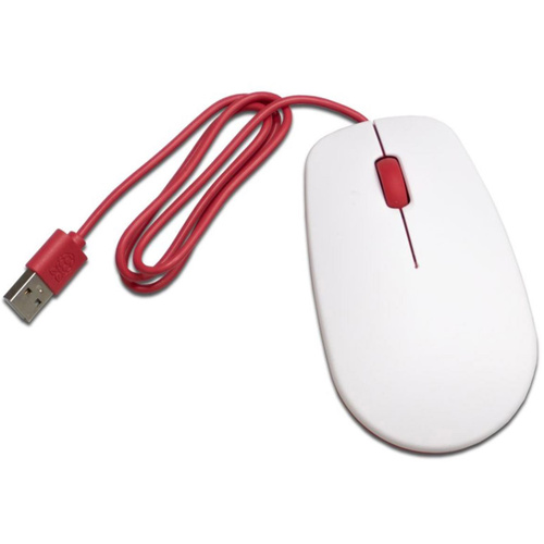 Raspberry Pi® Maus USB Optisch Weiß, Rot 3 Tasten