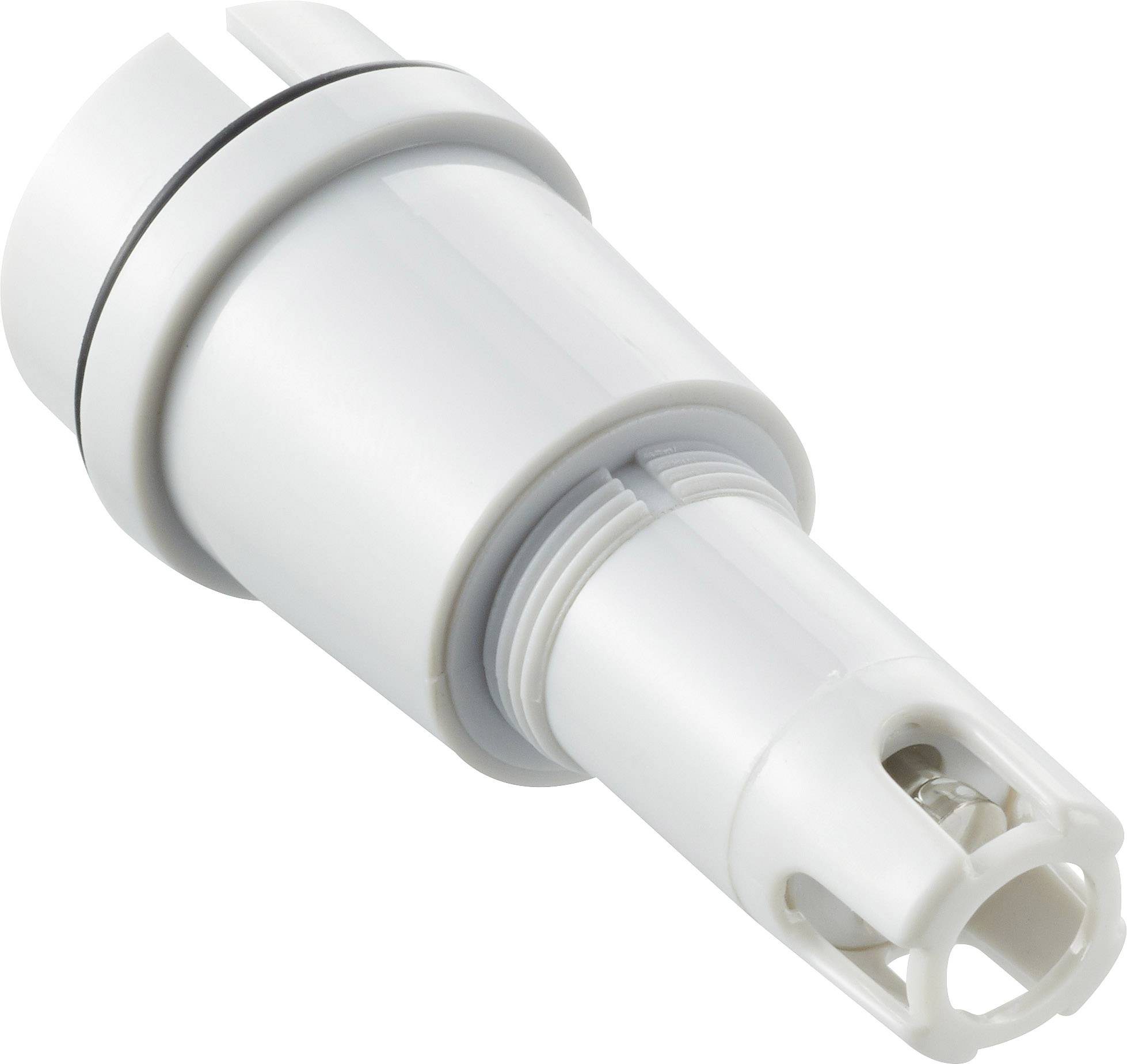 Ein weißer, zylindrischer Wasserfilter-Verschluss mit einem Gummiring, vermutlich Teil eines Wasserfiltersystems.