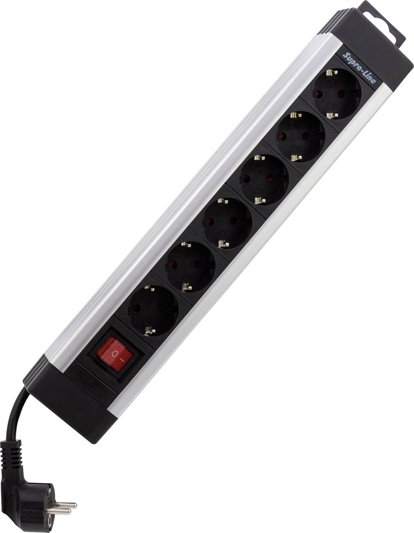 REV 0014612713 Steckdosenleiste mit Schalter 6fach Silber, Schwarz Schutzkontakt 1 St.