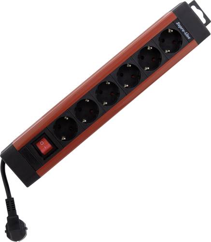 0014612613 Steckdosenleiste mit Schalter 6fach Kupfer, Schwarz Schutzkontakt 1St.