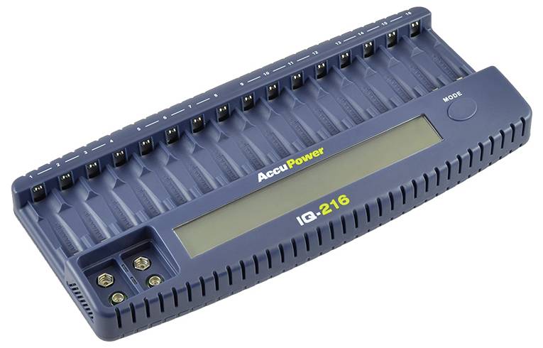 AccuPower IQ216 Rundzellen-Ladegerät NiCd, NiMH Micro (AAA), Mignon (AA), 9 V Block