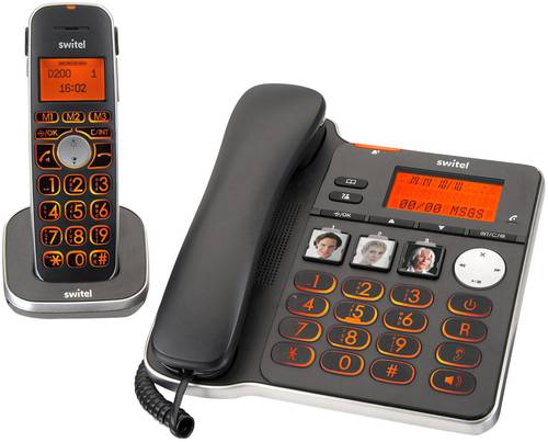 Switel D200 Schnurgebundenes Seniorentelefon Anrufbeantworter, Freisprechen, Foto-Tasten, inkl. Mobi
