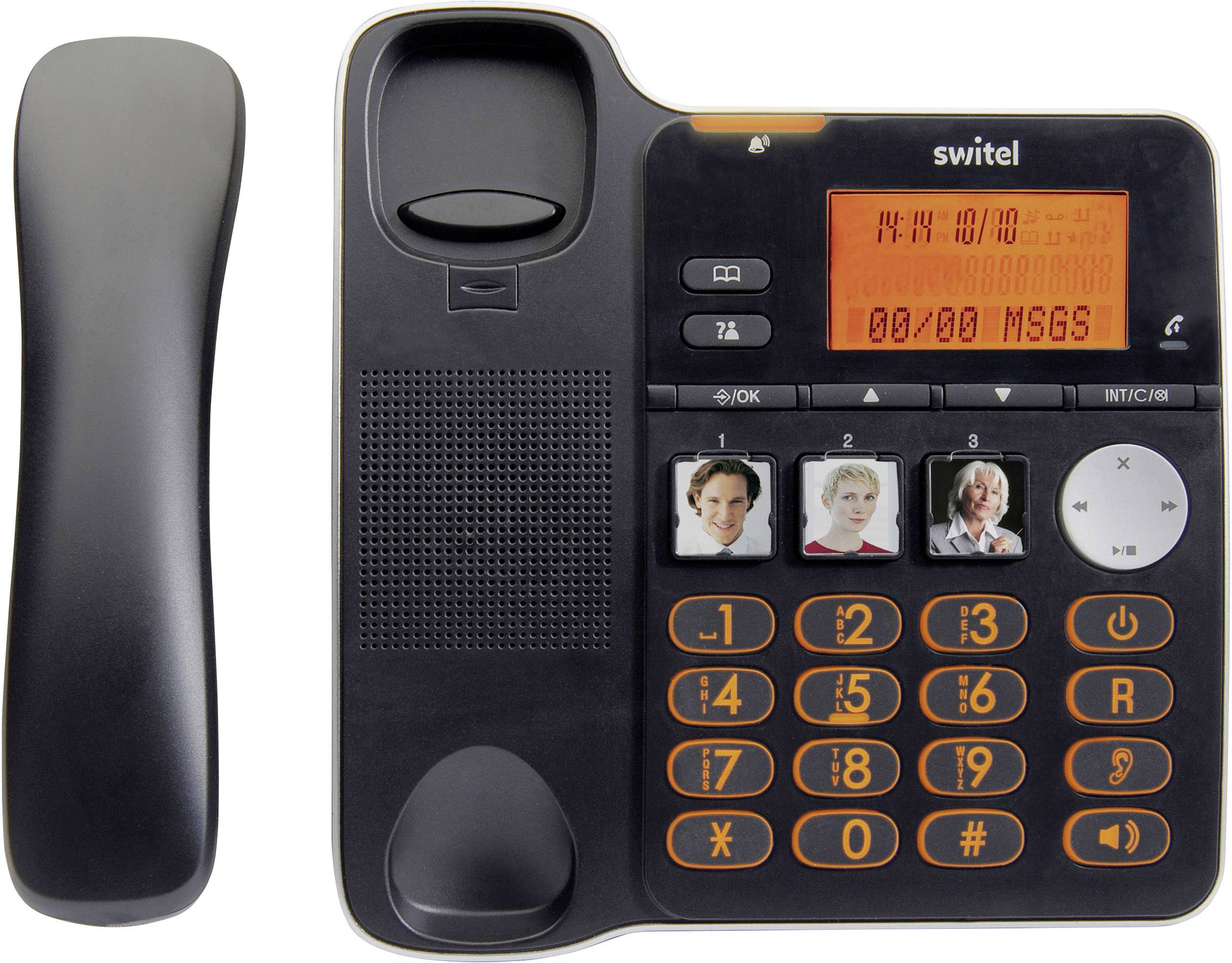 Switel D200 Schnurgebundenes Seniorentelefon  Anrufbeantworter, Freisprechen, Foto-Tasten, inkl. Mobilteil, Optische Anrufsignalisierung, Wahlwiederho