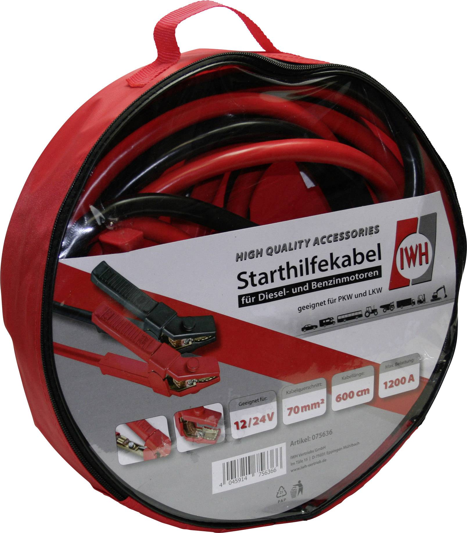 IWH 075636 Starthilfekabel 70.0mm² Aluminium (kupferbeschichtet) 6.00m