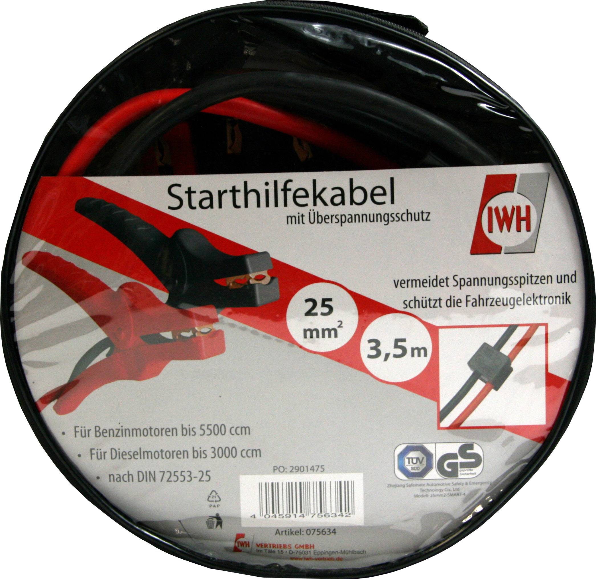 IWH 075634 Starthilfekabel 30.0mm² Aluminium (kupferbeschichtet) 3.50m mit Schutzschaltung