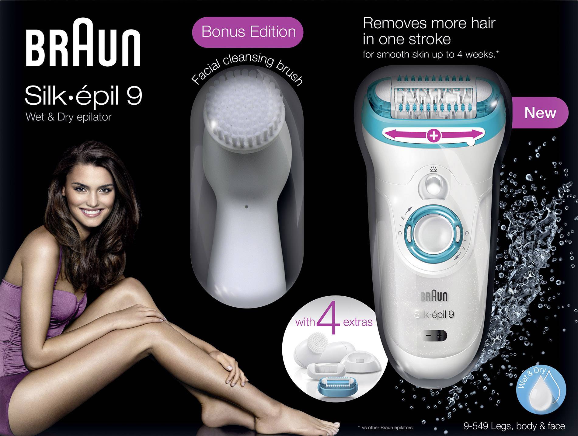 Braun Silk-épil 9-549 WD EU Epilierer Weiß, Grün (metallic)