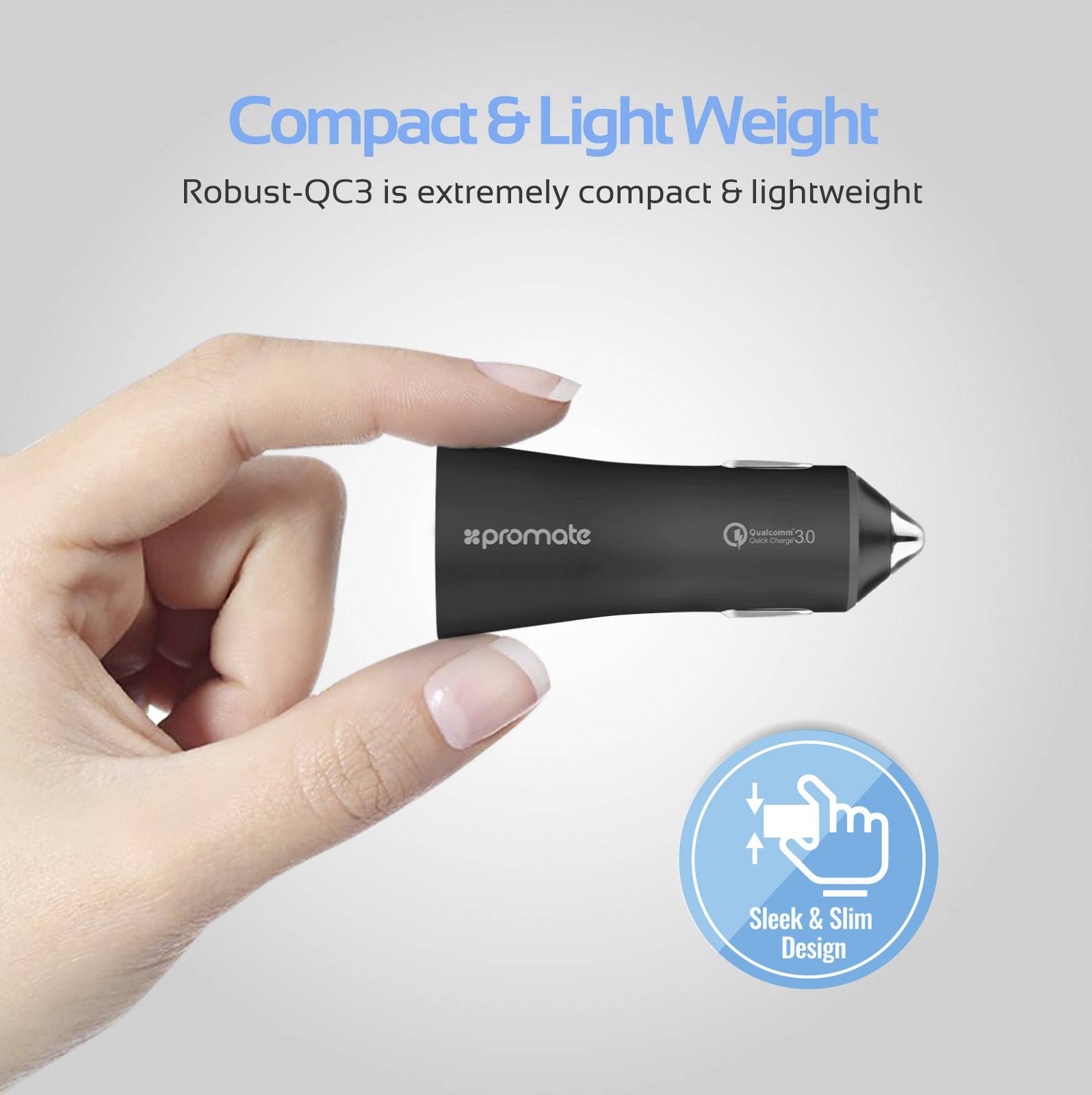 Pro Mate Robust-QC3 black USB-Ladegerät KFZ, LKW Ausgangsstrom (max.) 4800 mA Anzahl Ausgänge: 2 x USB 3.2 Gen 1 Buchse A (USB 3.0), USB