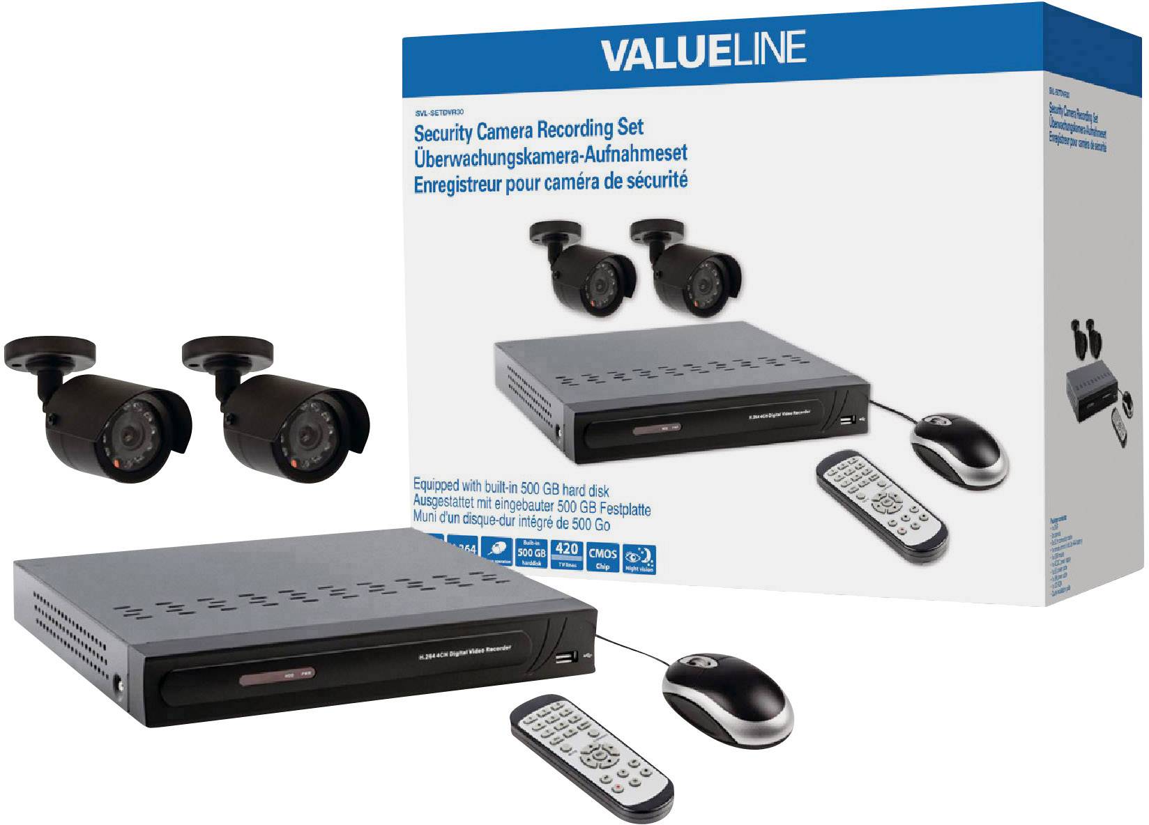 SVL-SETDVR30 Analog Überwachungskamera-Set mit 2 Kameras 420 TVL 500GB