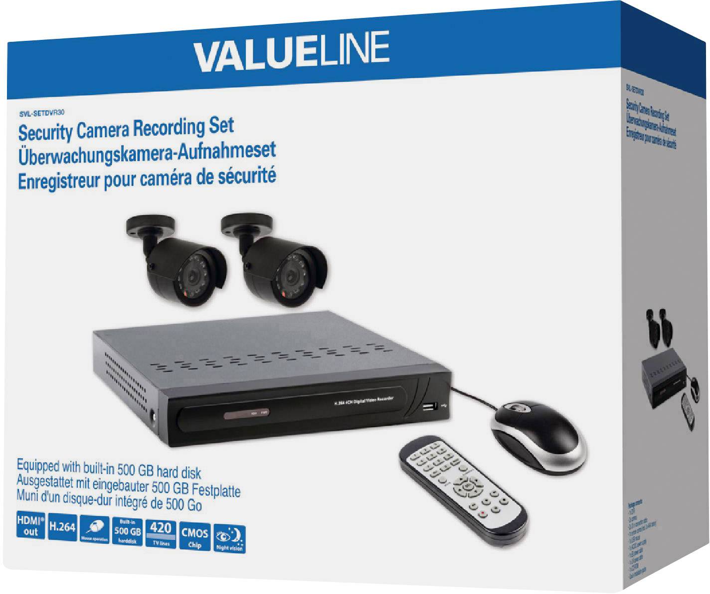 SVL-SETDVR30 Analog Überwachungskamera-Set mit 2 Kameras 420 TVL 500GB