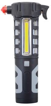 Shada 700321 Scheibenhammer LED-Notleuchte rot, Magnethalter, Gurtschneider, LED-Leuchte, Taschenlampenfunktion Pkw, Lkw, SUV, Van, Wohnmobile, Bus