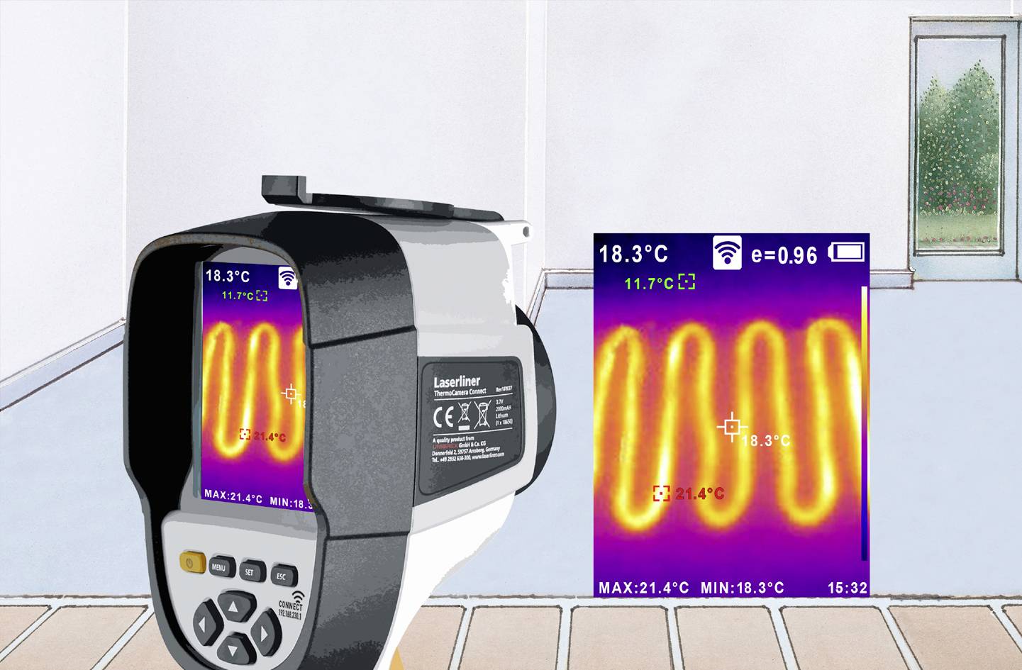 Laserliner ThermoCamera Connect Wärmebildkamera -20 bis 350 °C 220 x 165 Pixel 9 Hz integrierte Digitalkamera