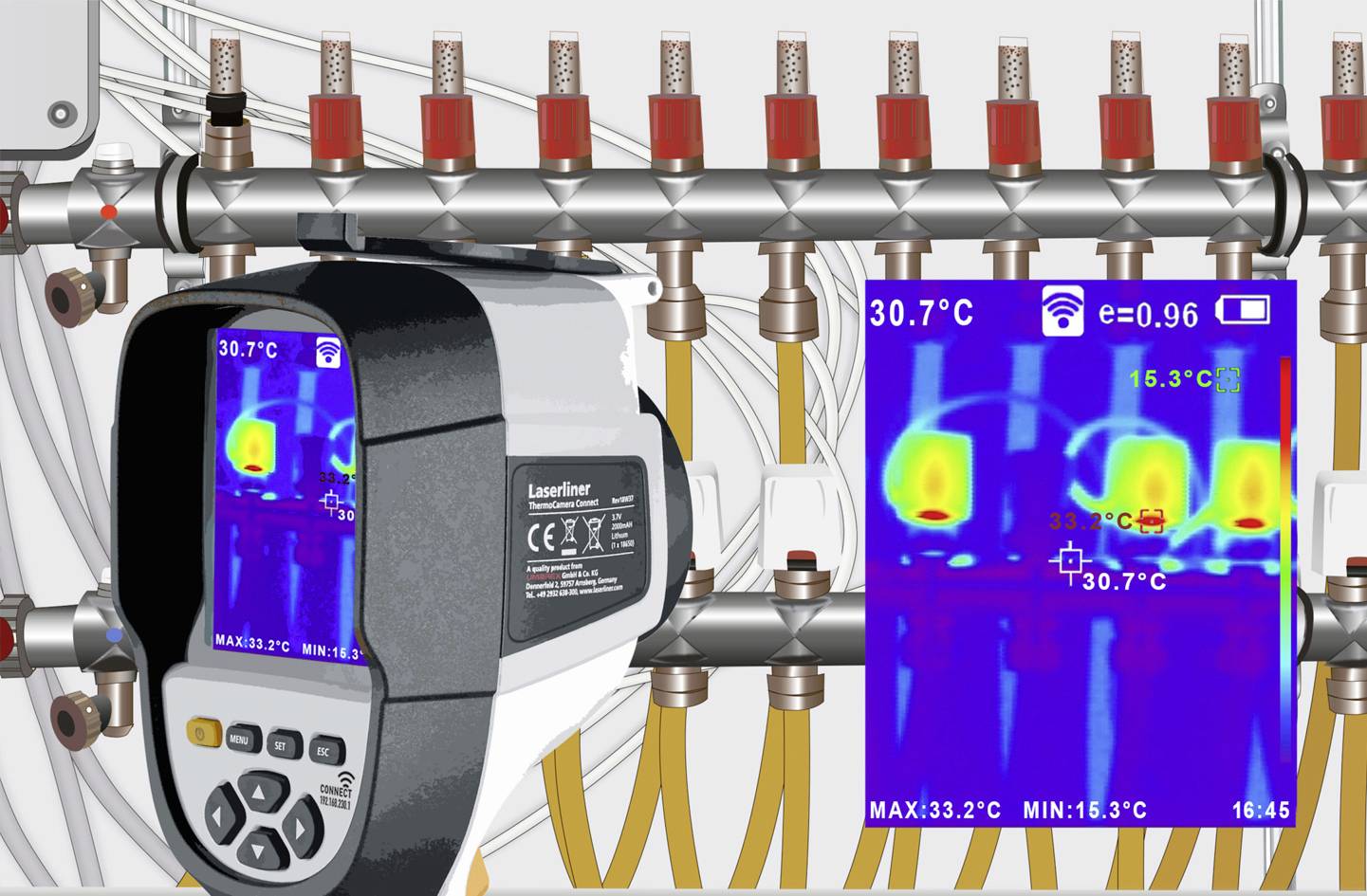 Laserliner ThermoCamera Connect Wärmebildkamera -20 bis 350°C 220 x 165 Pixel 9Hz integrierte Digitalkamera