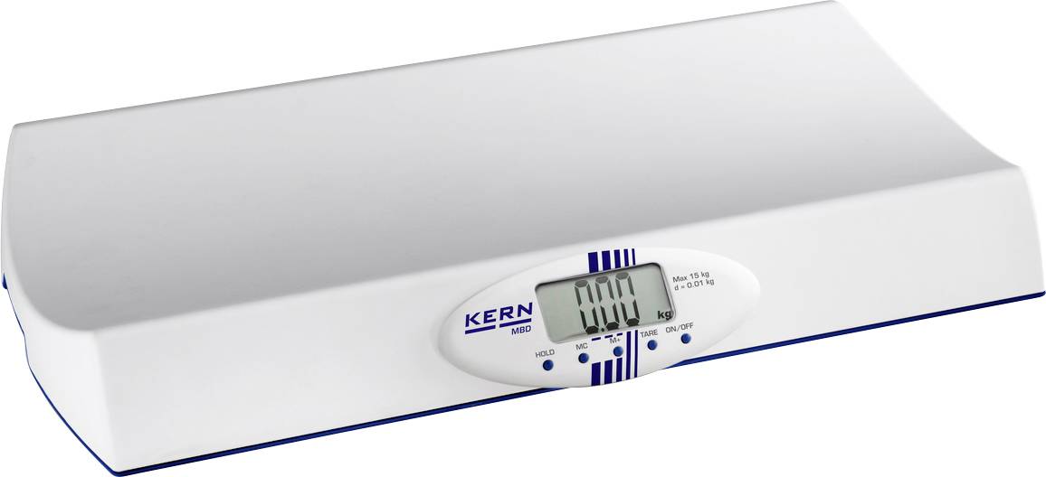 Elektronische Babywaage mit digitalem Display, zeigt '0,00 kg' an, geeignet zum genauen Wiegen von Säuglingen.
