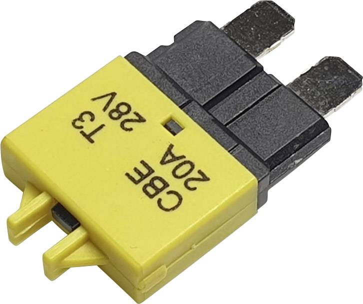 Hansor Circuit Breaker Standard, type 3, Manual Reset, 20A CBE3 Series 20A Sicherungsautomat Standard Flachsicherung 20A Gelb 1St.