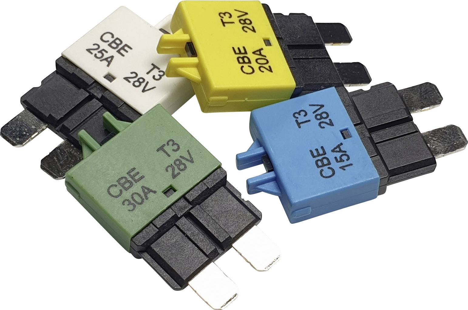 Hansor Circuit Breaker Standard, type 3, Manual Reset, 20A CBE3 Series 20A Sicherungsautomat Standard Flachsicherung 20A Gelb 1St.