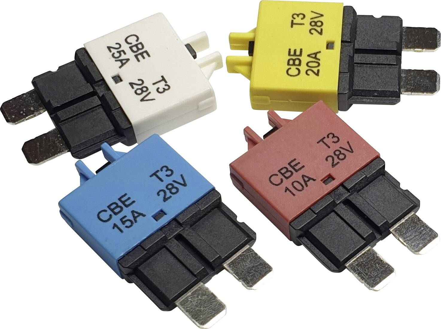 Hansor Circuit Breaker Standard, type 3, Manual Reset, 25A CBE3 Series 25A Sicherungsautomat Standard Flachsicherung 25A Weiß 1St.