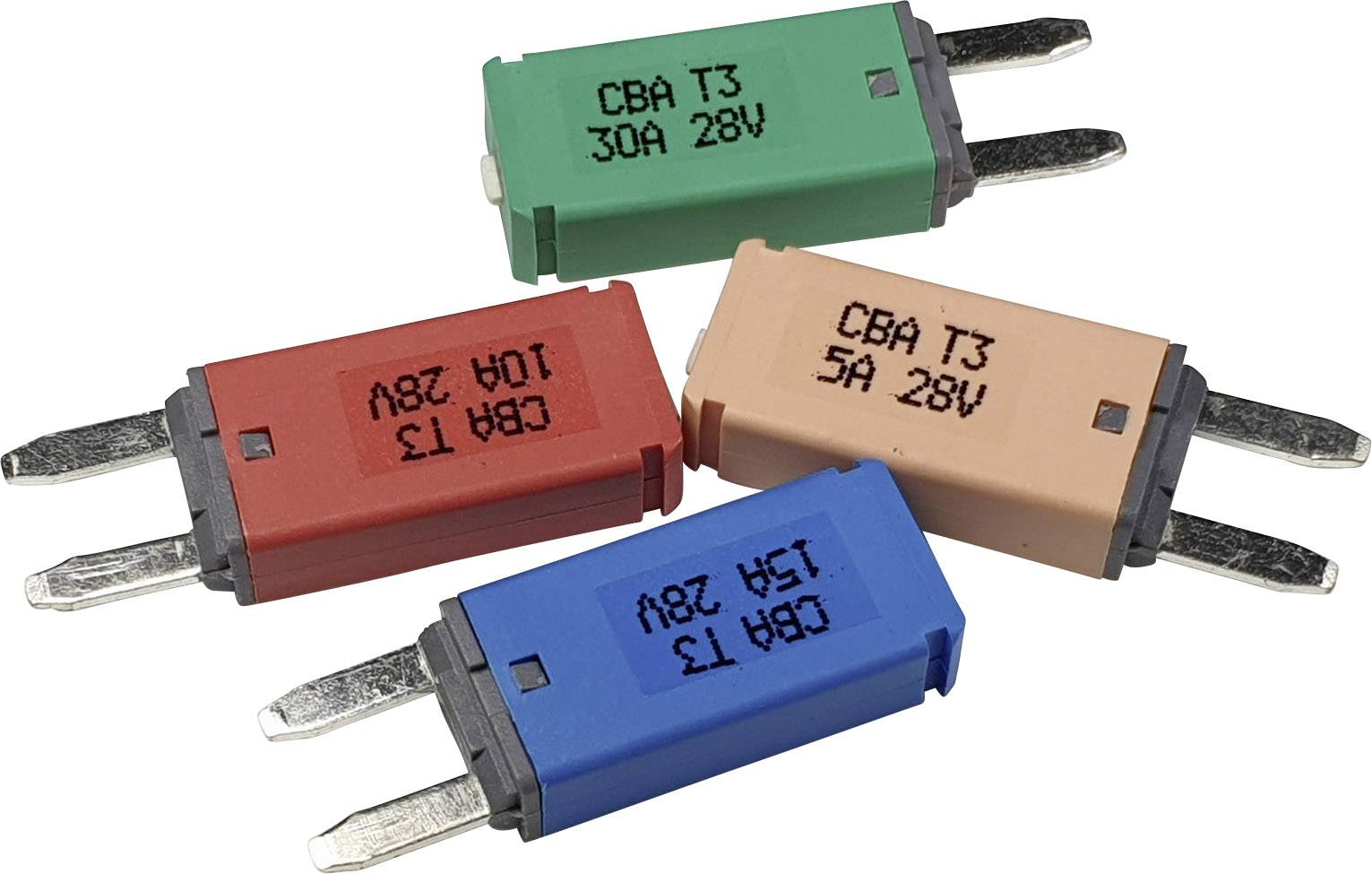 Hansor Circuit Breaker Mini, type 3. Manual Reset, 5A CBA3 Series 5A Sicherungsautomat Standard Flachsicherung 5A Hellbraun 1St.