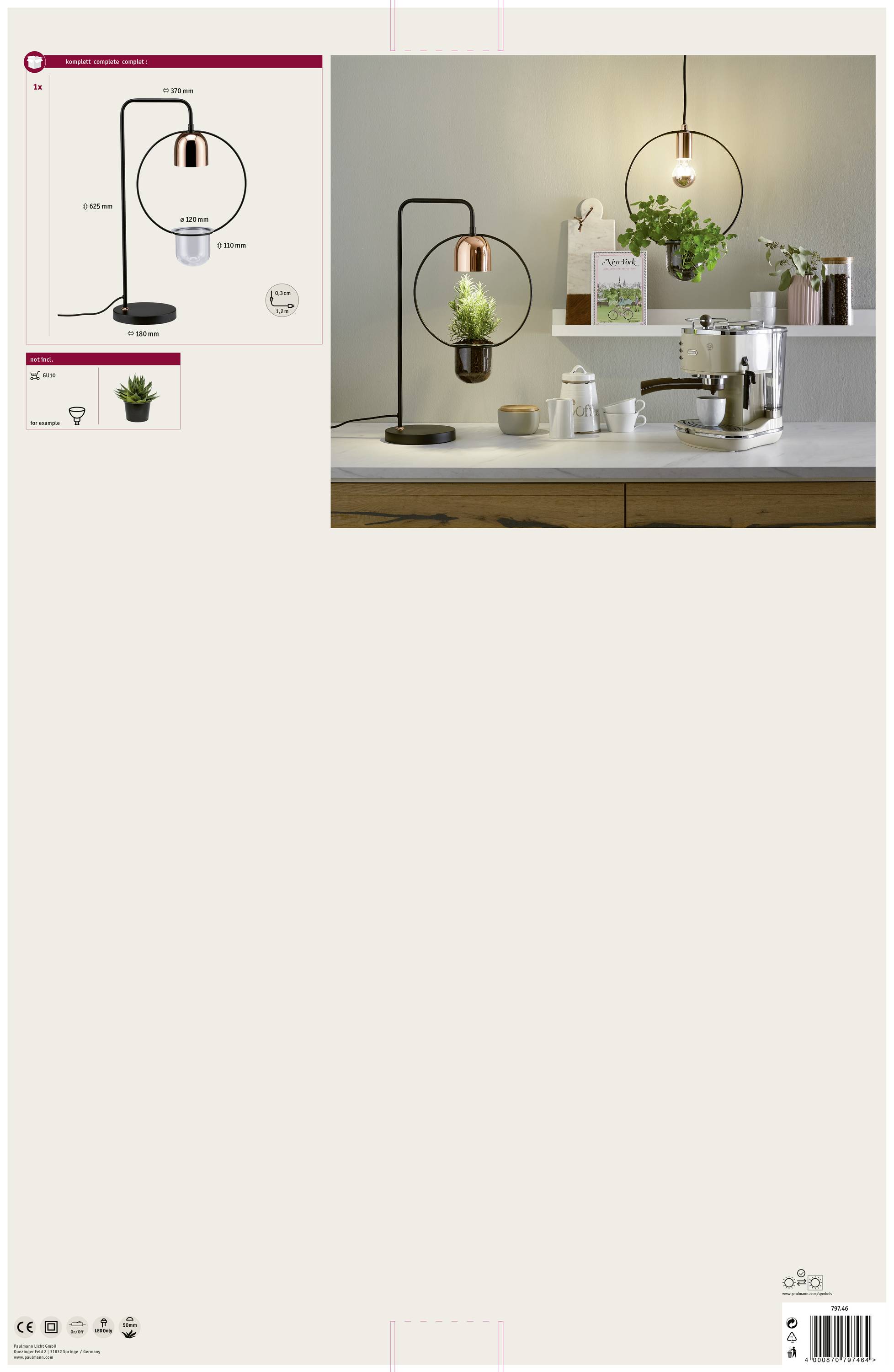 Paulmann Pflanzenlampe Fanja 18cm 230V GU10 20W 1St.