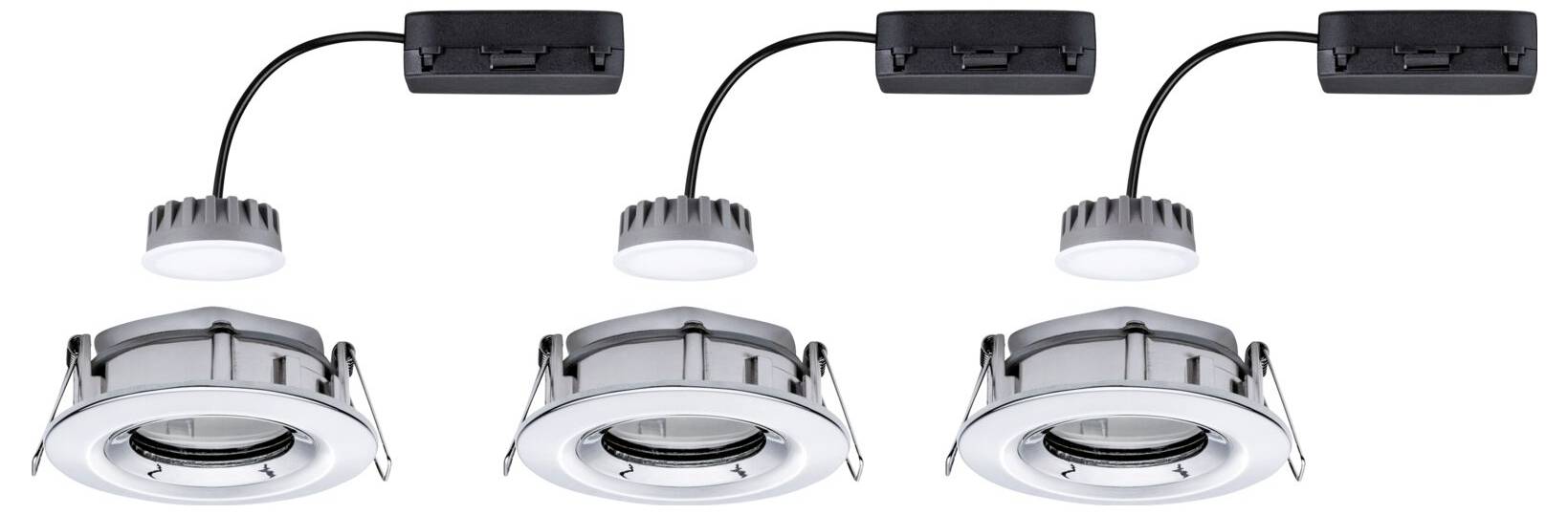 Paulmann Nova Plus Bad-Einbauleuchte 3er Set LED LED 20.4W IP65 Chrom