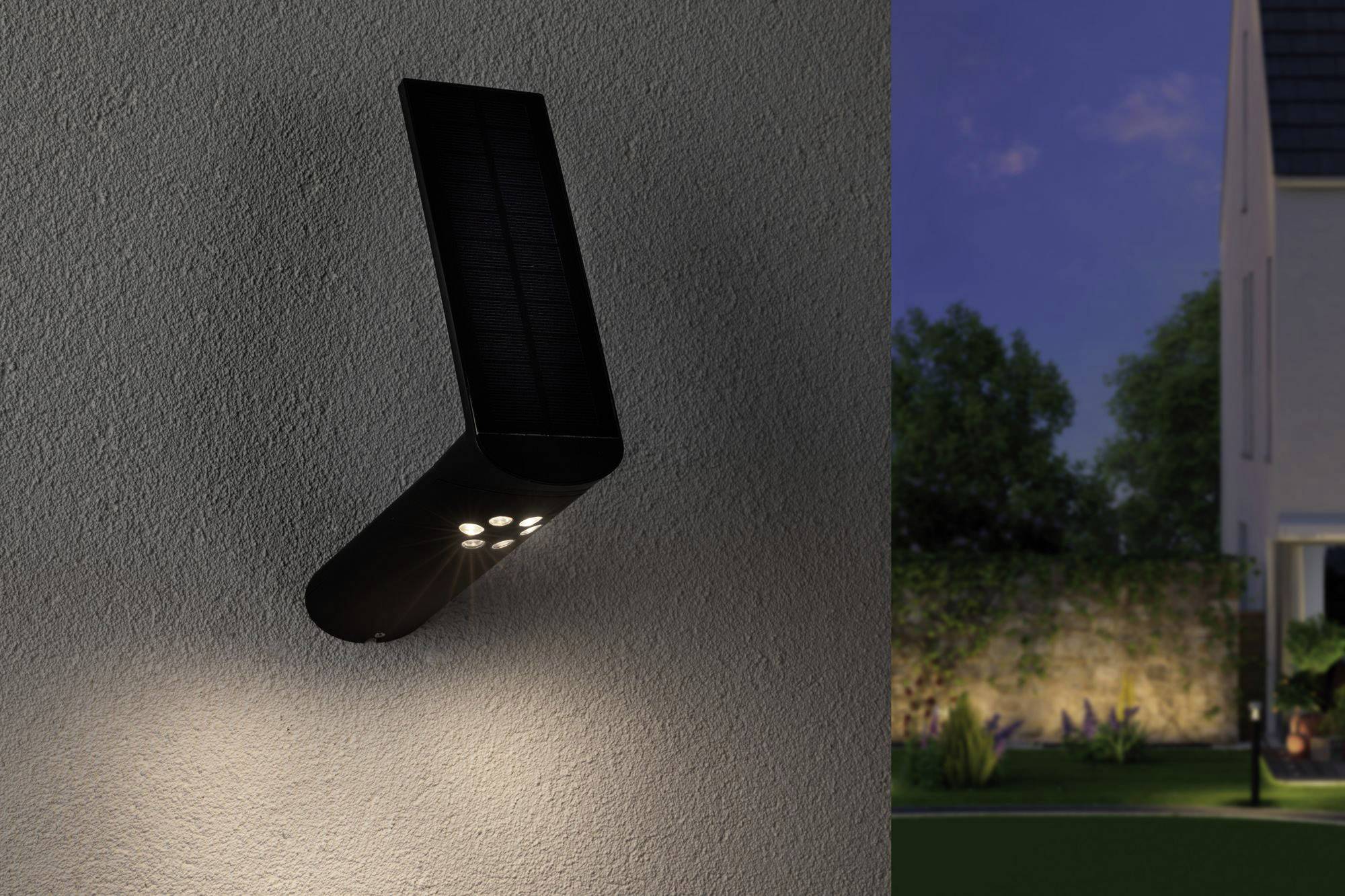 Paulmann 94260 Ilias Solar-Außenwandleuchte mit Bewegungsmelder 1.20W Warmweiß Anthrazit