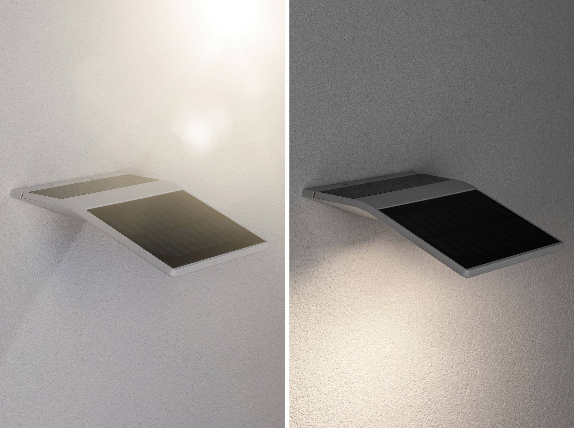 Paulmann 94244 Yoko Solar-Außenwandleuchte mit Bewegungsmelder 1.2W Warmweiß Weiß