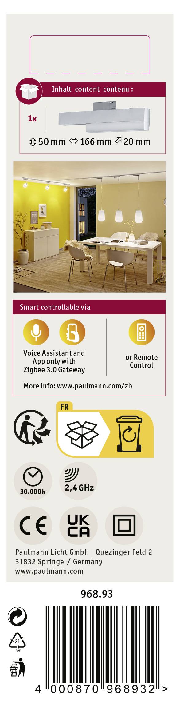 Paulmann URail 96893 Hochvolt-Schienensystem-Komponente Spotadapter (appgesteuert) Chrom (matt)