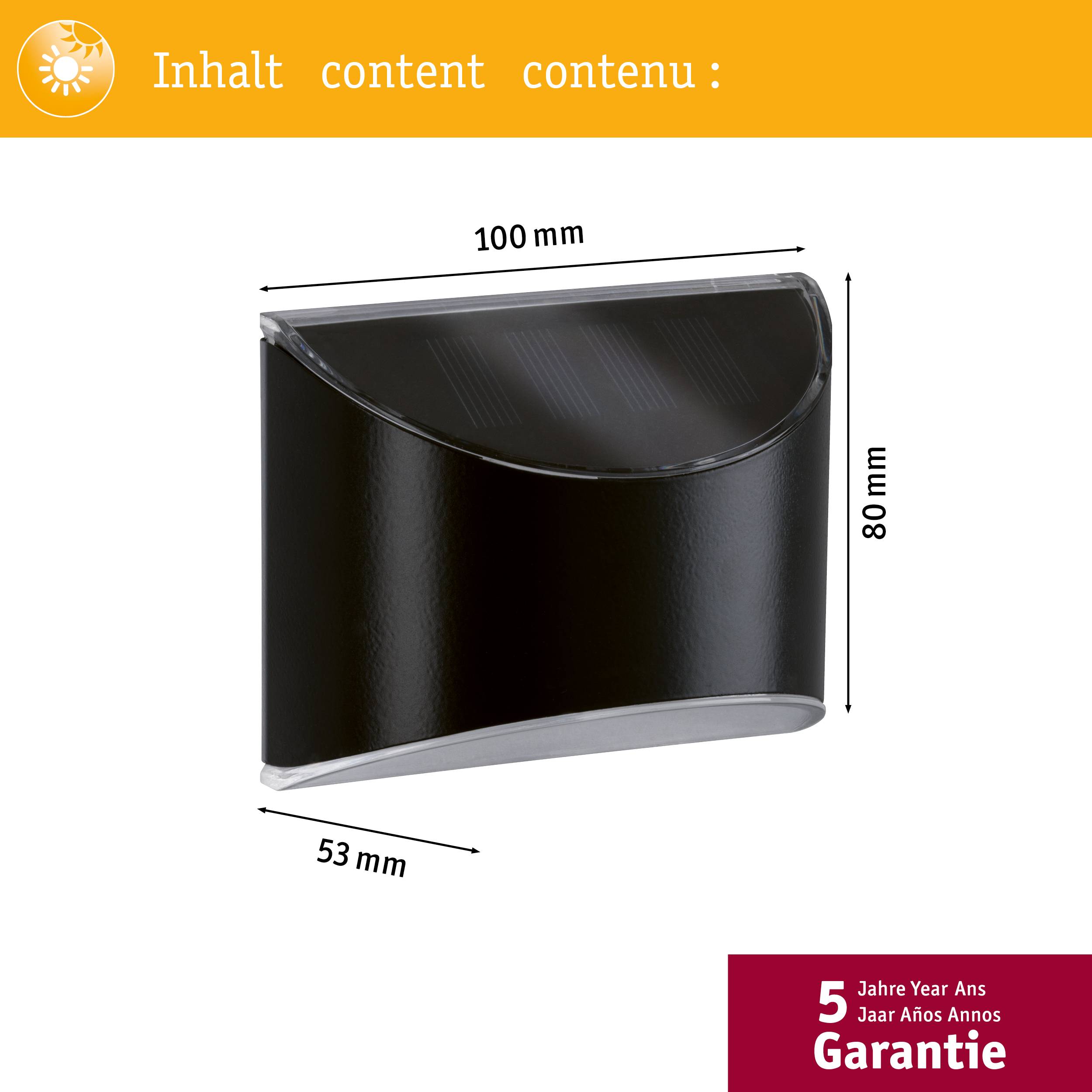 Paulmann 94233 Elliot Solar-Außenwandleuchte 0.05W Warmweiß Anthrazit