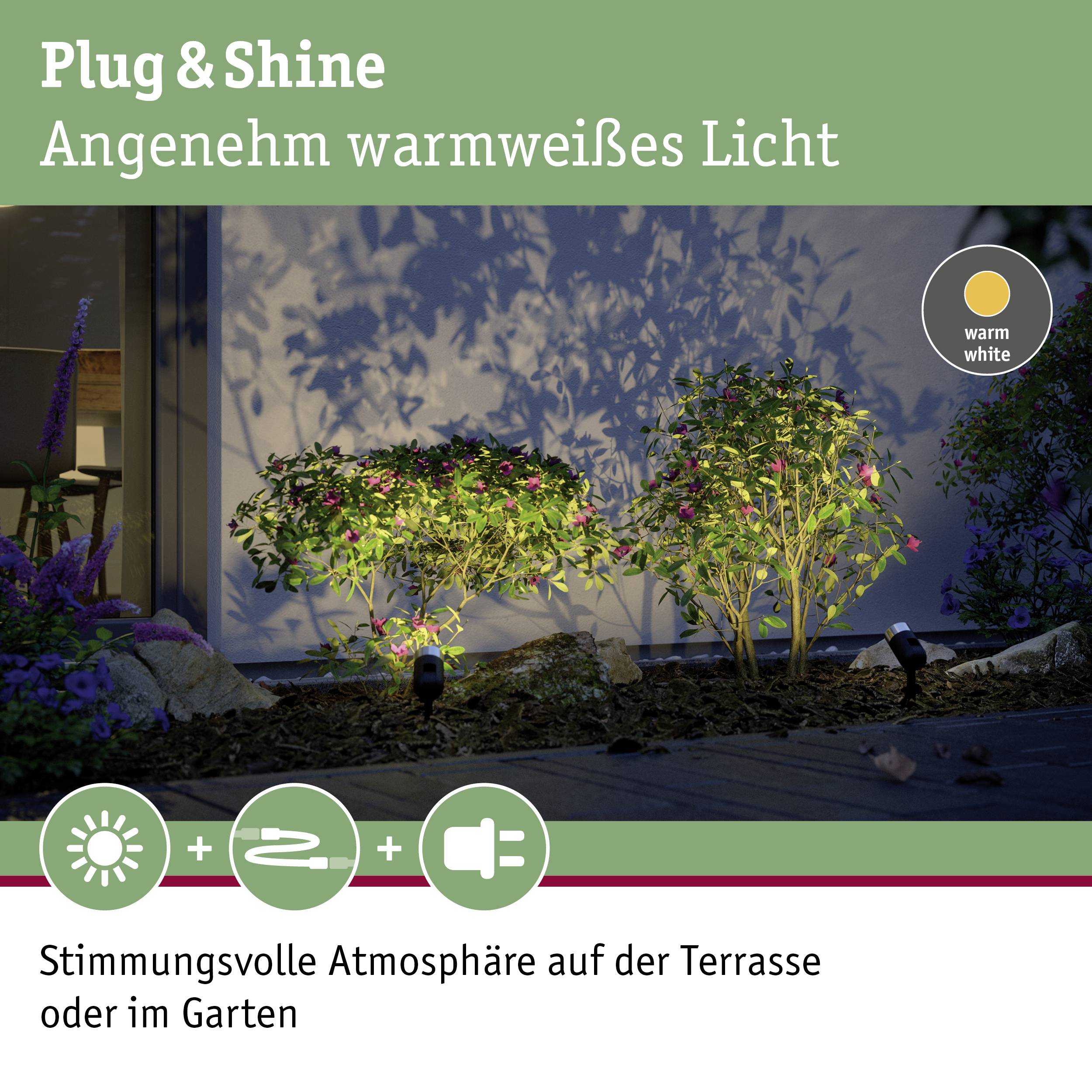 Paulmann Pike 94242 Beleuchtungssystem Plug & Shine LED-Gartenstrahler-Starter-Set 3er Set LED 10.5W Warmweiß Anthrazit