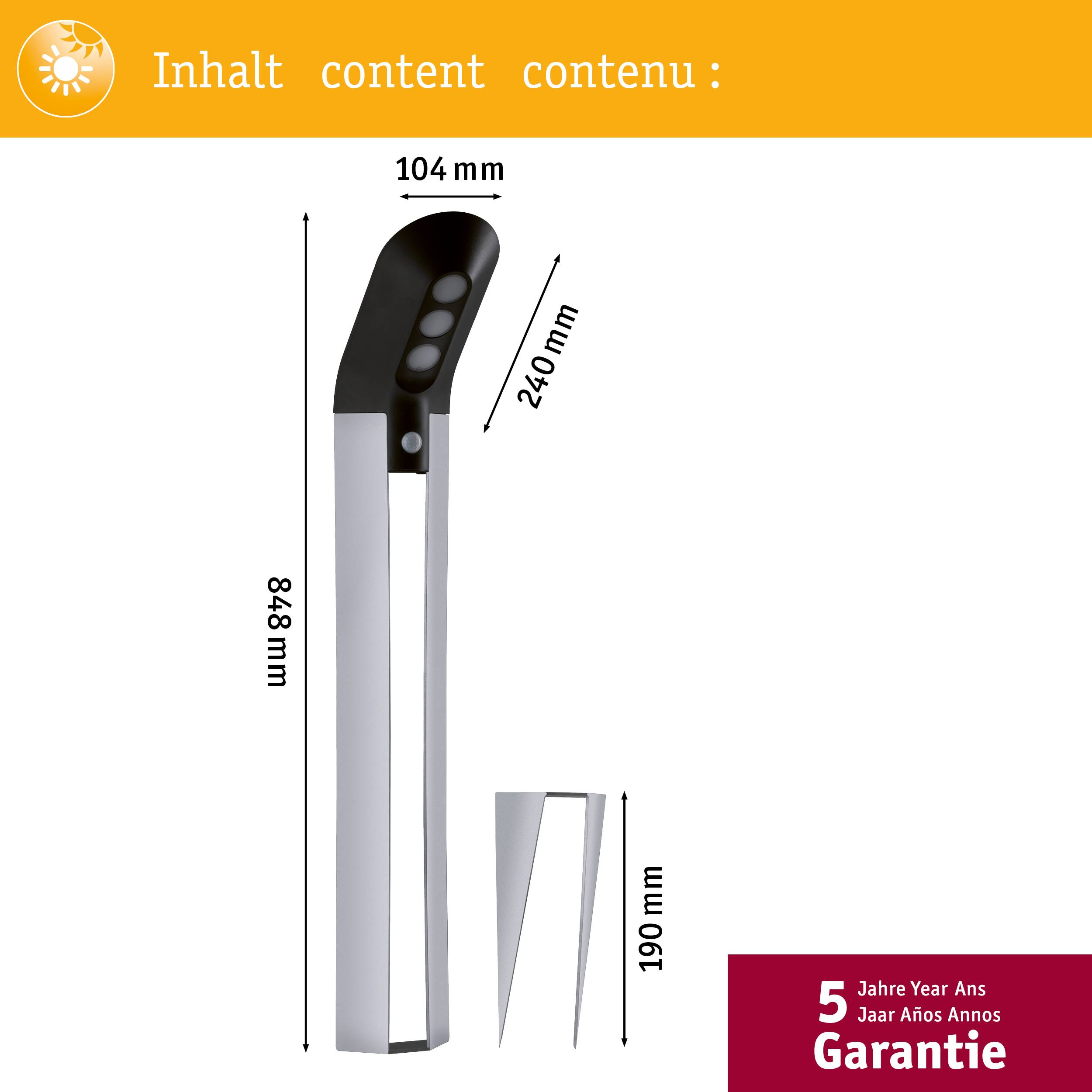 Paulmann 94246 Ryse Solar-Außenwandleuchte mit Bewegungsmelder 1.2W Warmweiß Anthrazit