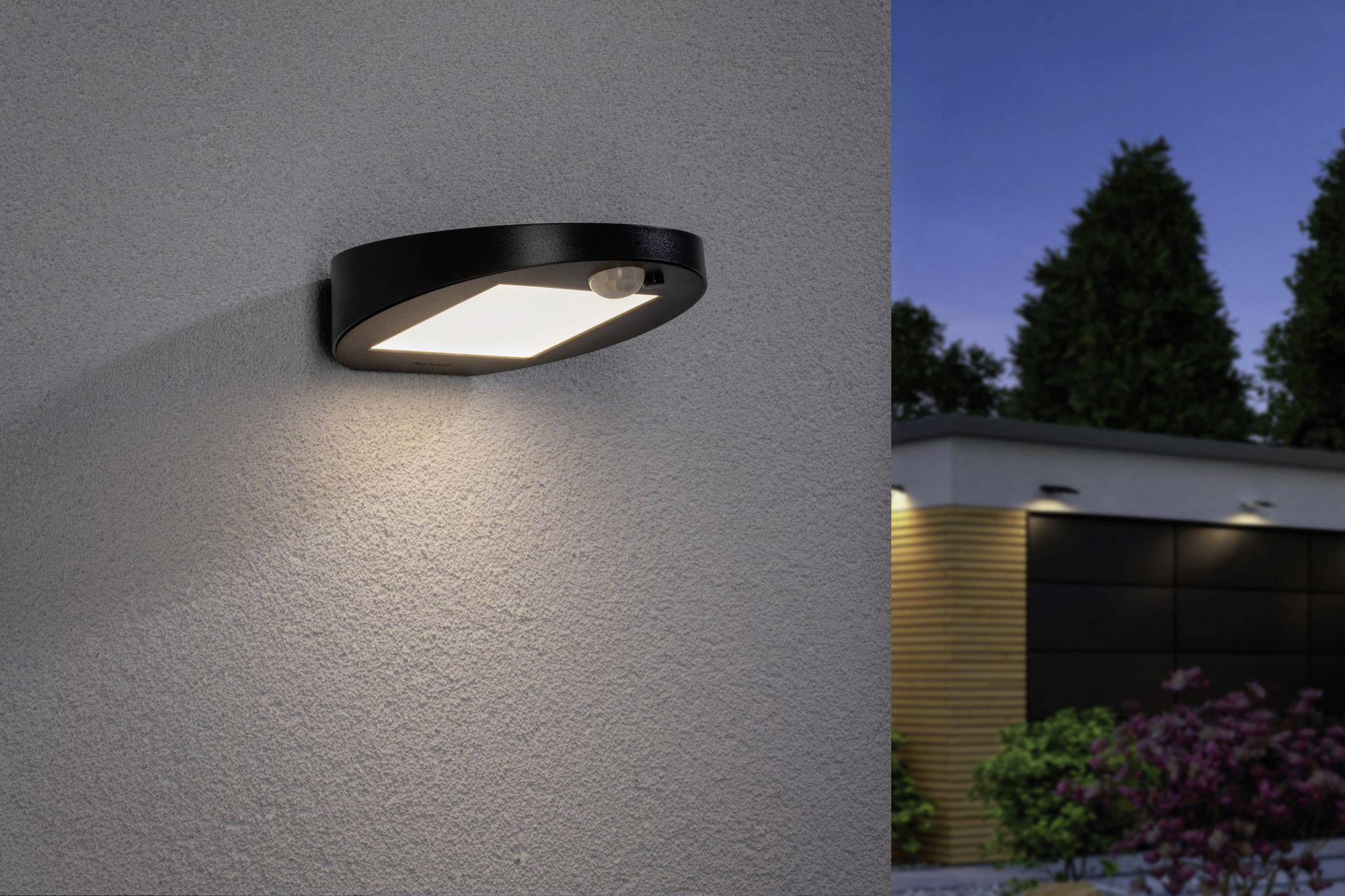 Paulmann 94246 Ryse Solar-Außenwandleuchte mit Bewegungsmelder 1.2W Warmweiß Anthrazit
