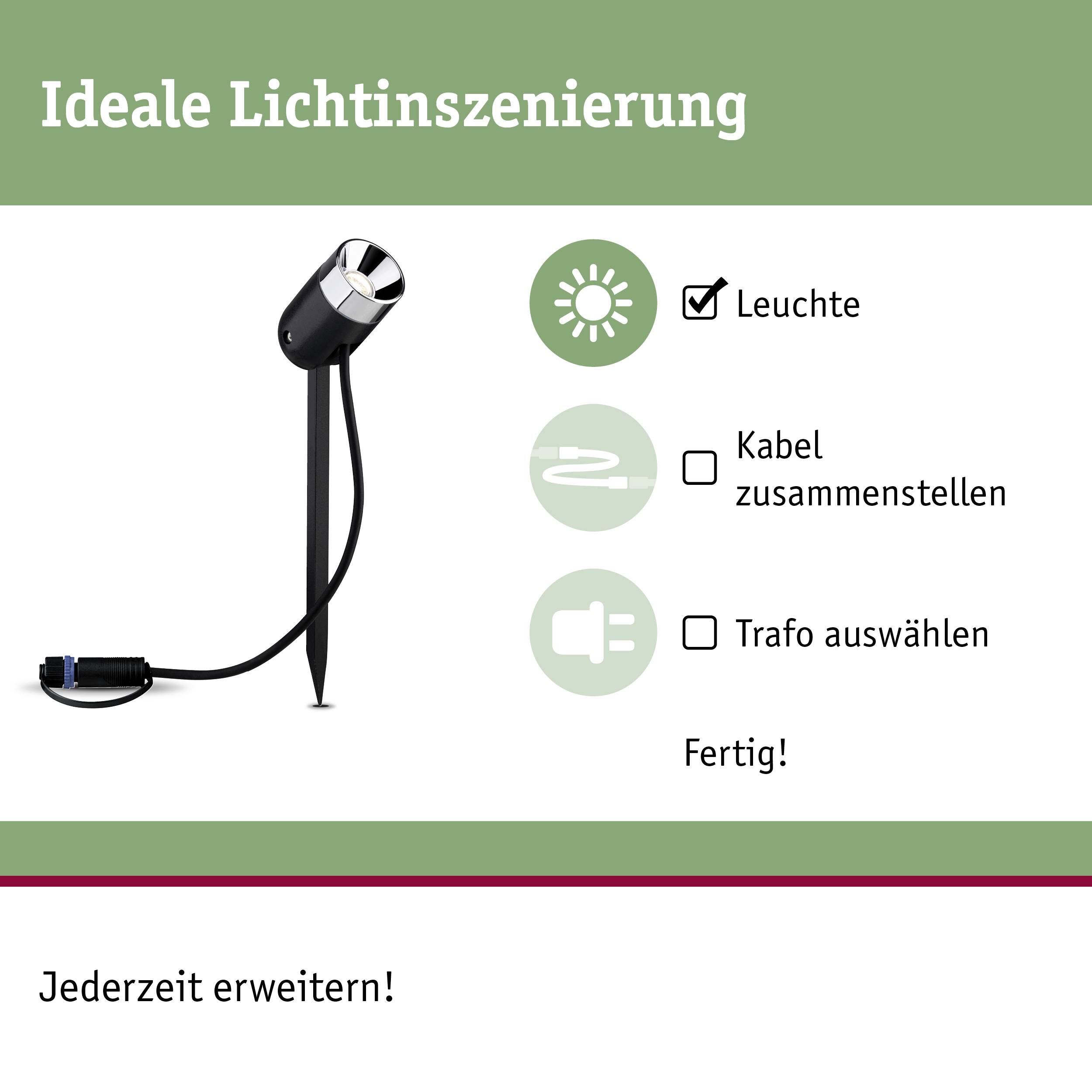Paulmann Pike 94241 Beleuchtungssystem Plug & Shine LED-Gartenstrahler-Erweiterung LED 3.5W Warmweiß Anthrazit