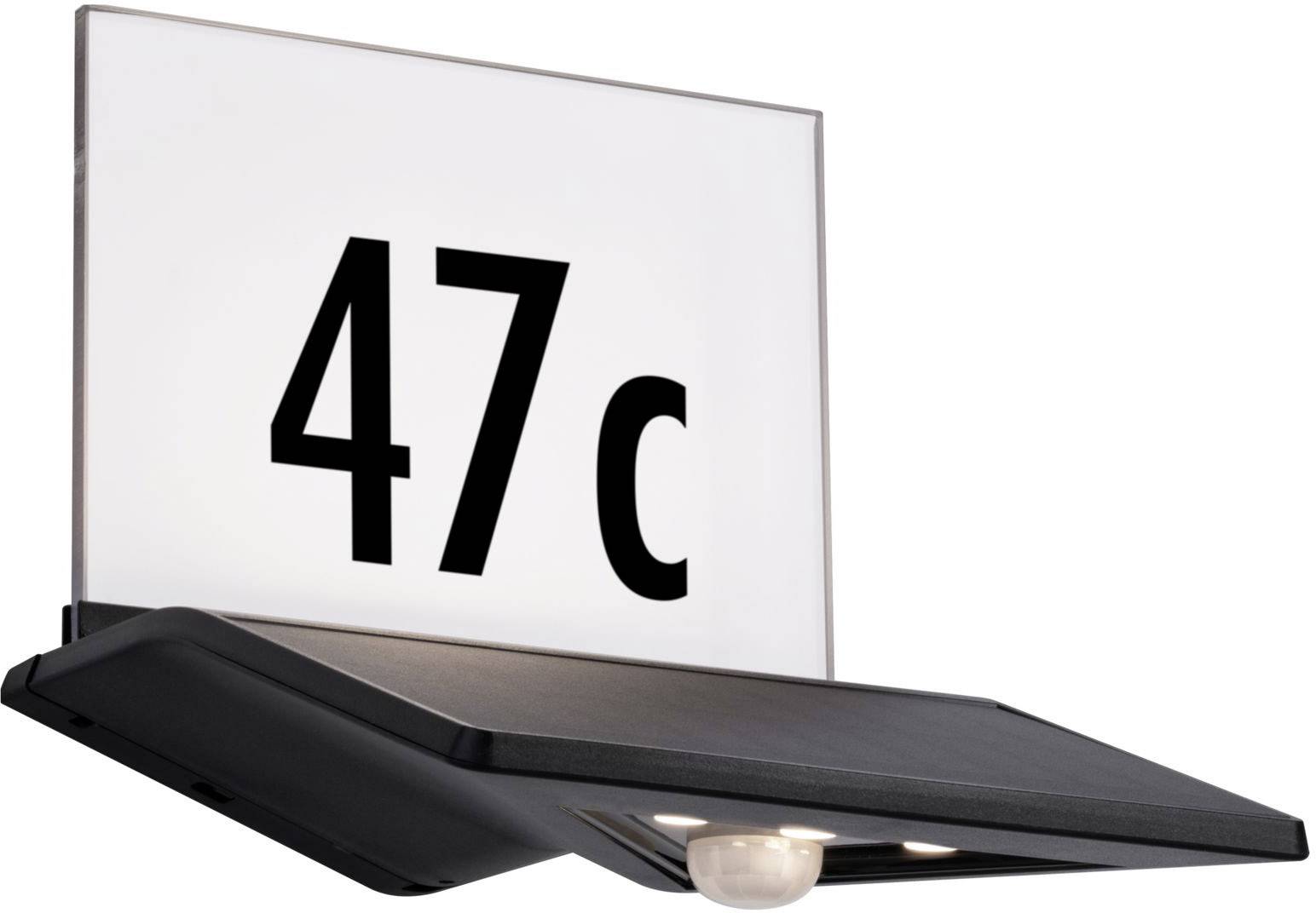 Paulmann 94243 Yoko Solar-Hausnummernleuchte mit Bewegungsmelder 1.2W Warmweiß Anthrazit