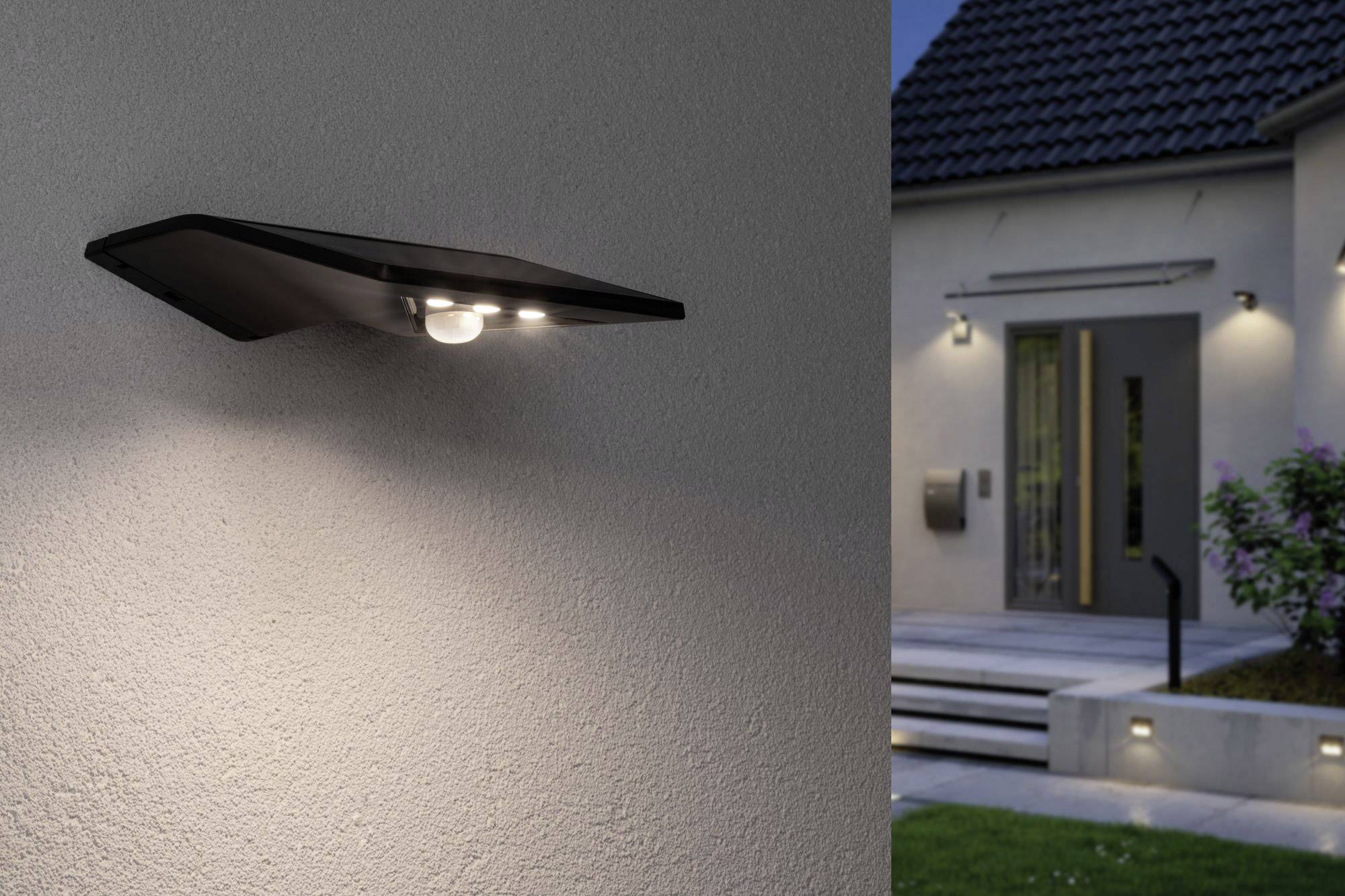 Paulmann 94245 Yoko Solar-Außenwandleuchte mit Bewegungsmelder 1.2W Warmweiß Anthrazit