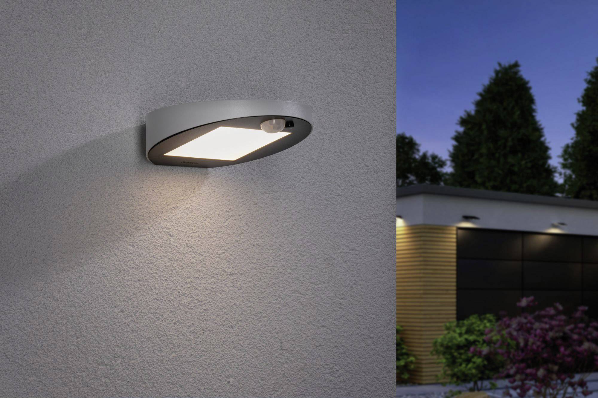 Paulmann 94247 Ryse Solar-Außenwandleuchte mit Bewegungsmelder 1.2W Warmweiß Weiß