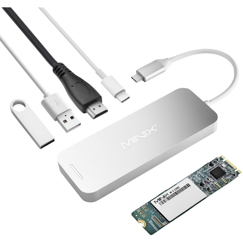 Minix Notebook Dockingstation NEO Storage Hub / NEO S1 120GB SSD Silber Passend für Marke: Apple MacBook, MacBook Air, MacBook