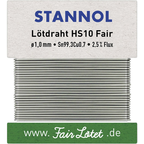 Stannol HS10Fair Lötzinn, bleifrei bleifrei Sn99,3Cu0,7 ROM1 30 g 1 mm